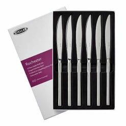 Cheap 😉 Stellar Rochester Polished Set Of 6 Steak Knives Gift Box 🌟