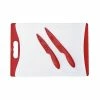 New 🛒 Colourworks 3 Piece Chopping Board Knife Set Red 😍