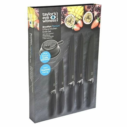 Flash Sale π Taylor's Eye Witness Taylors Eye Witness Brooklyn Titanium 5 Piece Knife Set With Knife Sharpener π - Image 2